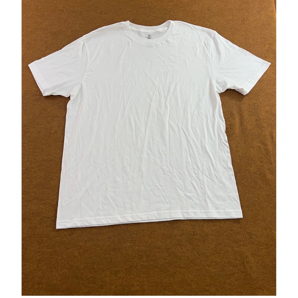 Harbor Bay Mens Size 2XL White Short Sleeve Solid Cotton T-Shirt New